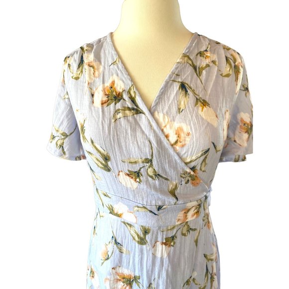 Sold Womens Vintage Blue Floral Promesa Wrap Dress Womens M - Picture 4 of 9